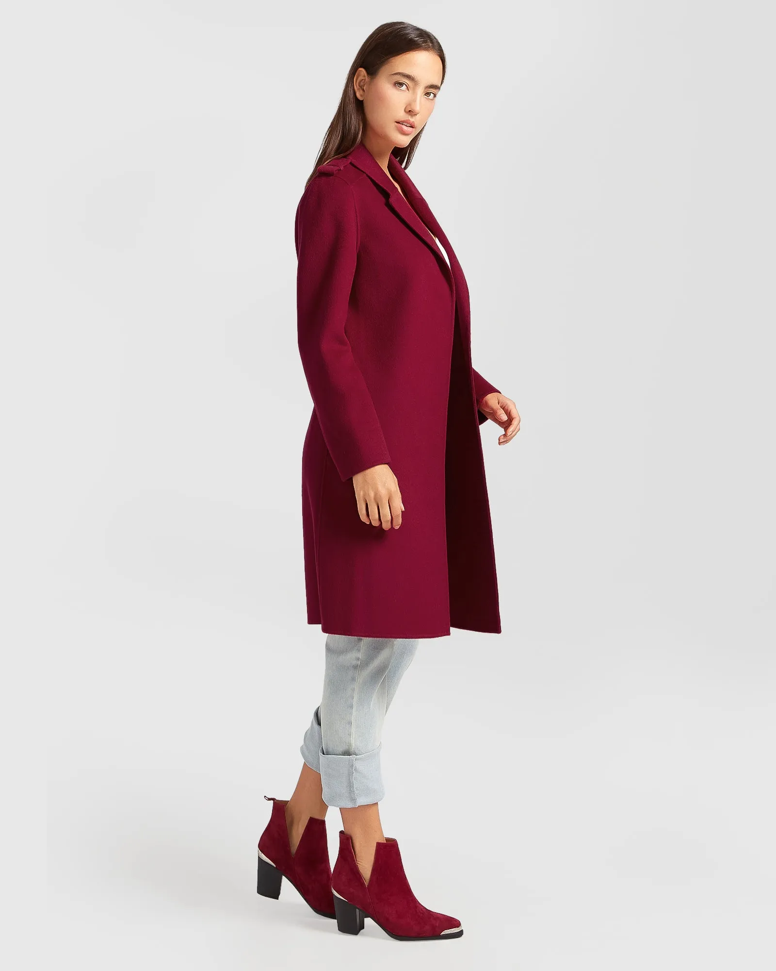 Jealousy Belted Wool Blend Coat - Magenta