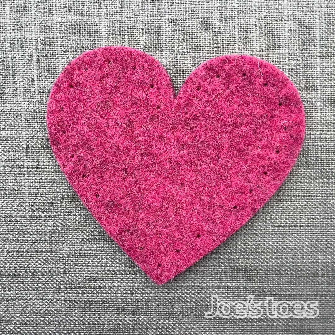 Joe's Toes Big Felt Heart Patches with punched holes