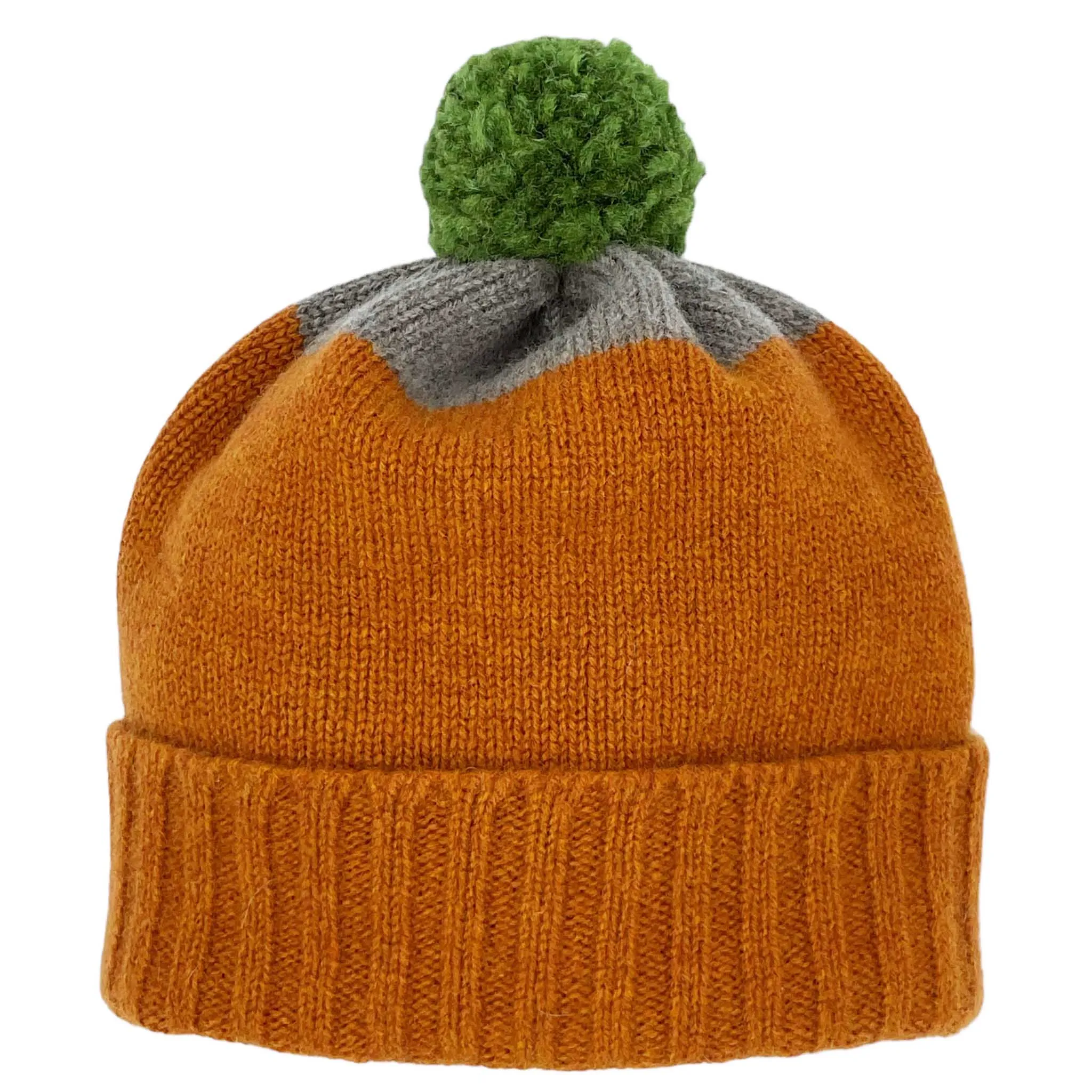 Kids' Rust & Soft Brown Tipped Lambswool  Bobble Hat