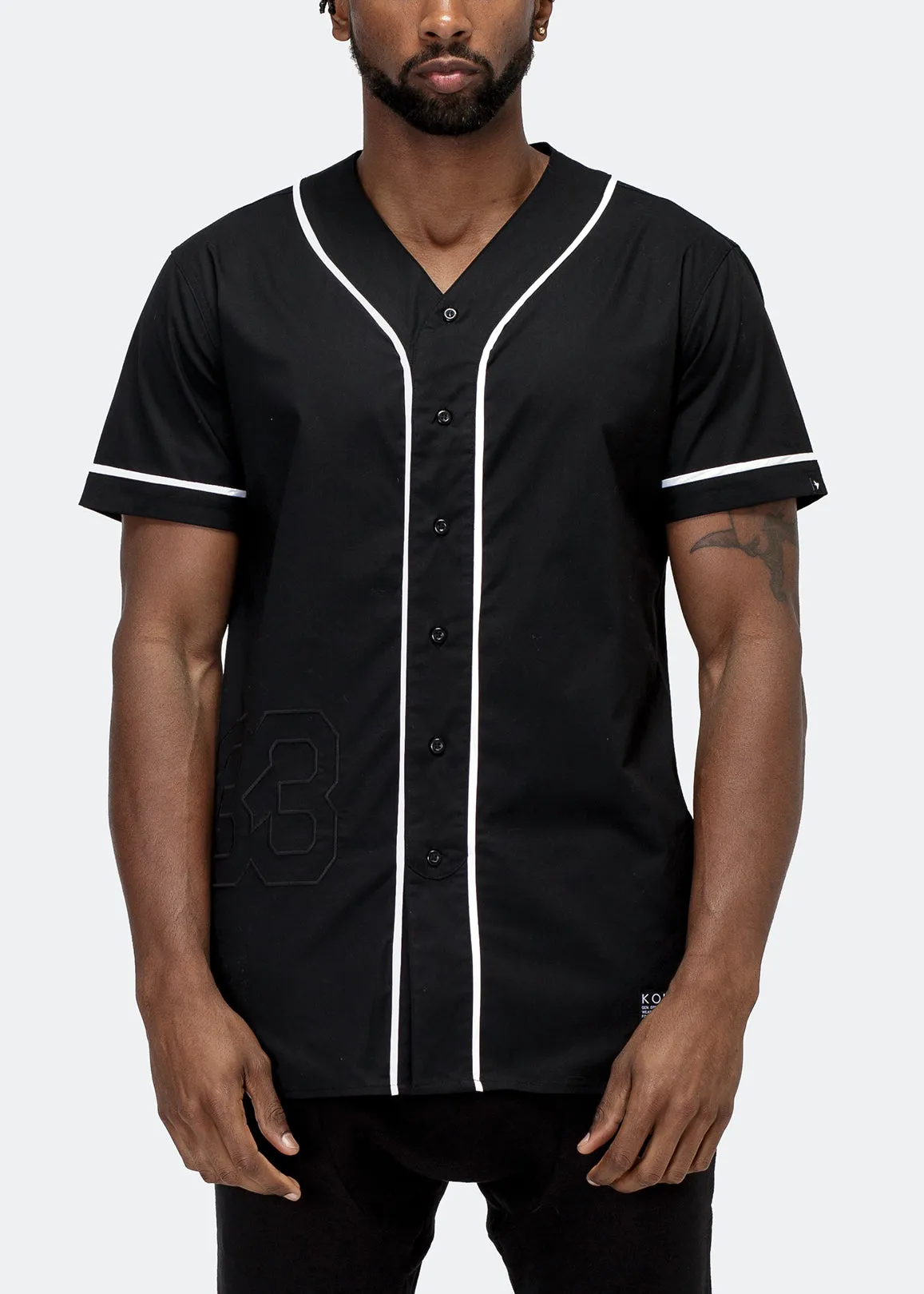 Konus Men's Woven Baseball Jersey Shirt in Black