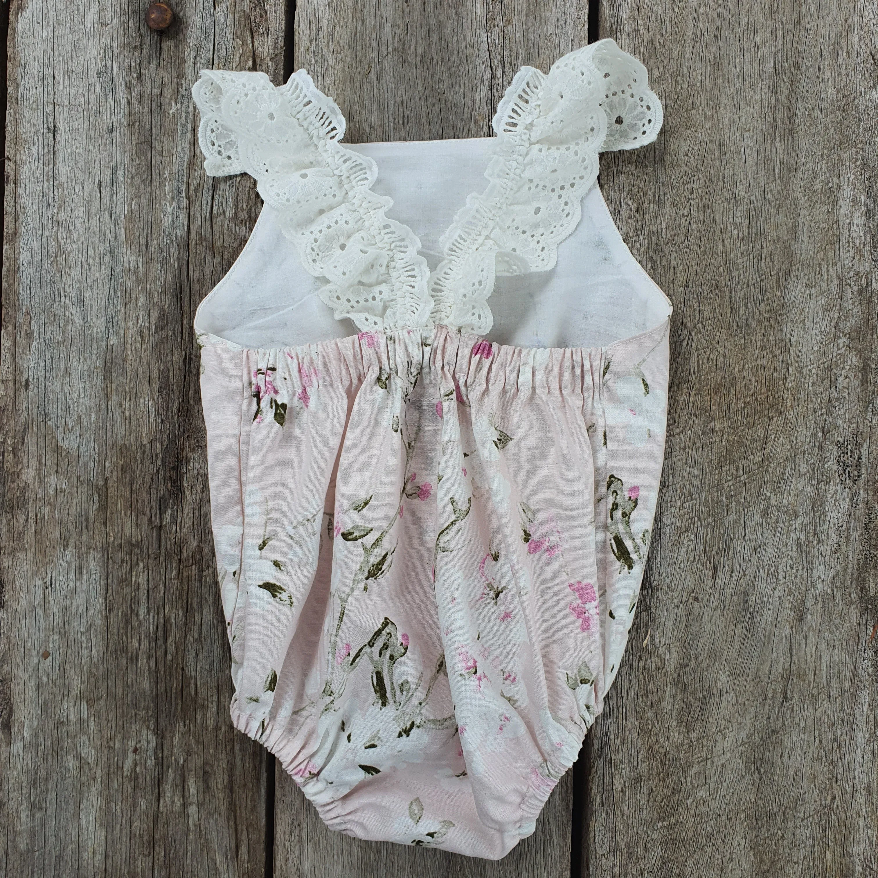 Linen Playsuit - Cherry Blossom