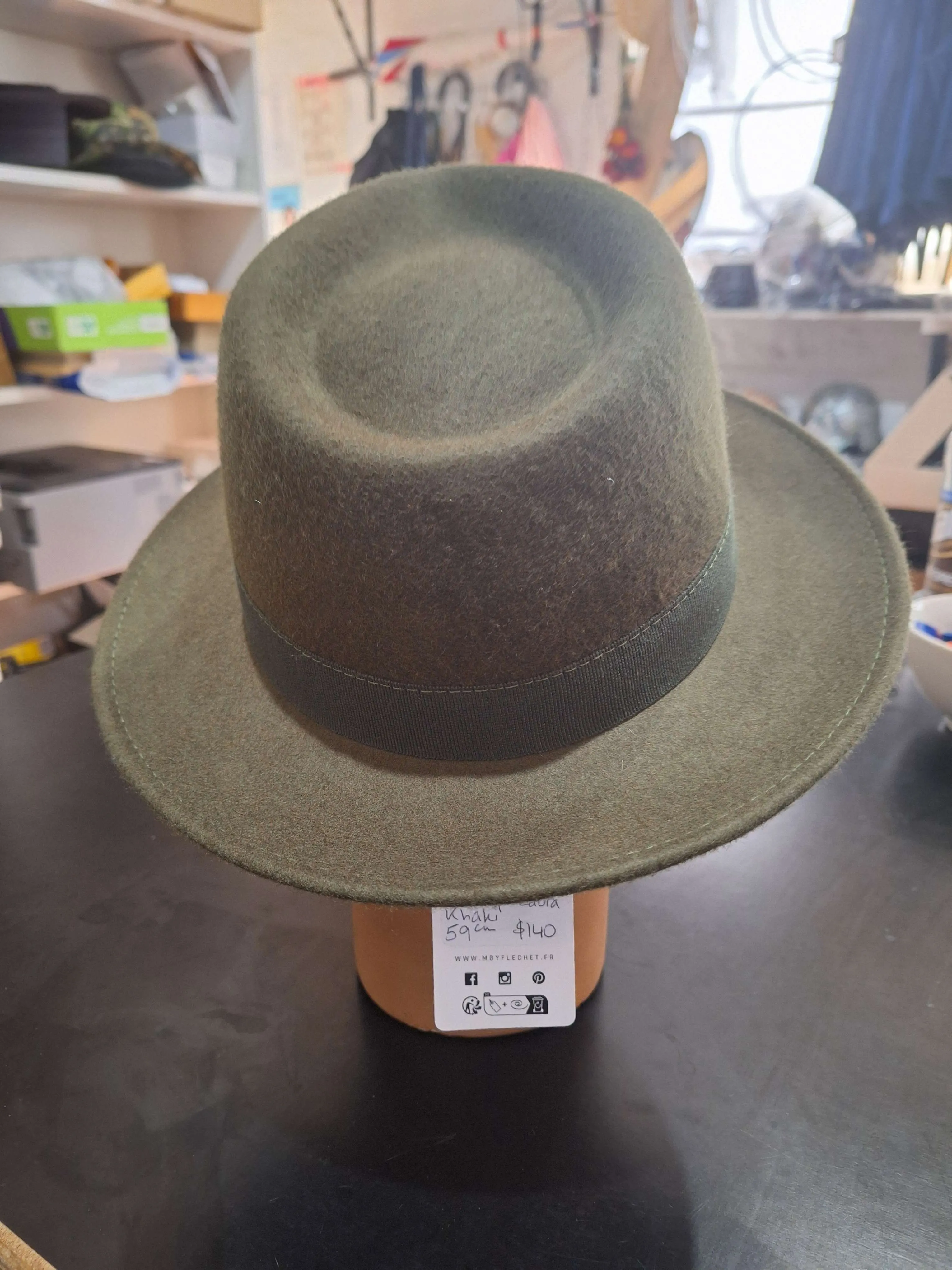 M by Flechet - Teardrop Fedora - Wool Felt - Khaki