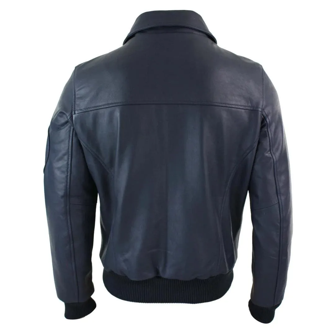 Mens Genuine Real Leather Harrington Bomber MA1 Classic Pilot MOD Jacket