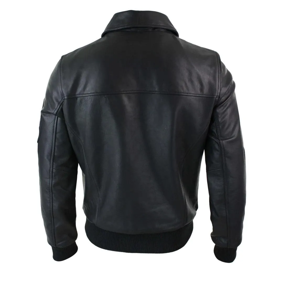 Mens Genuine Real Leather Harrington Bomber MA1 Classic Pilot MOD Jacket