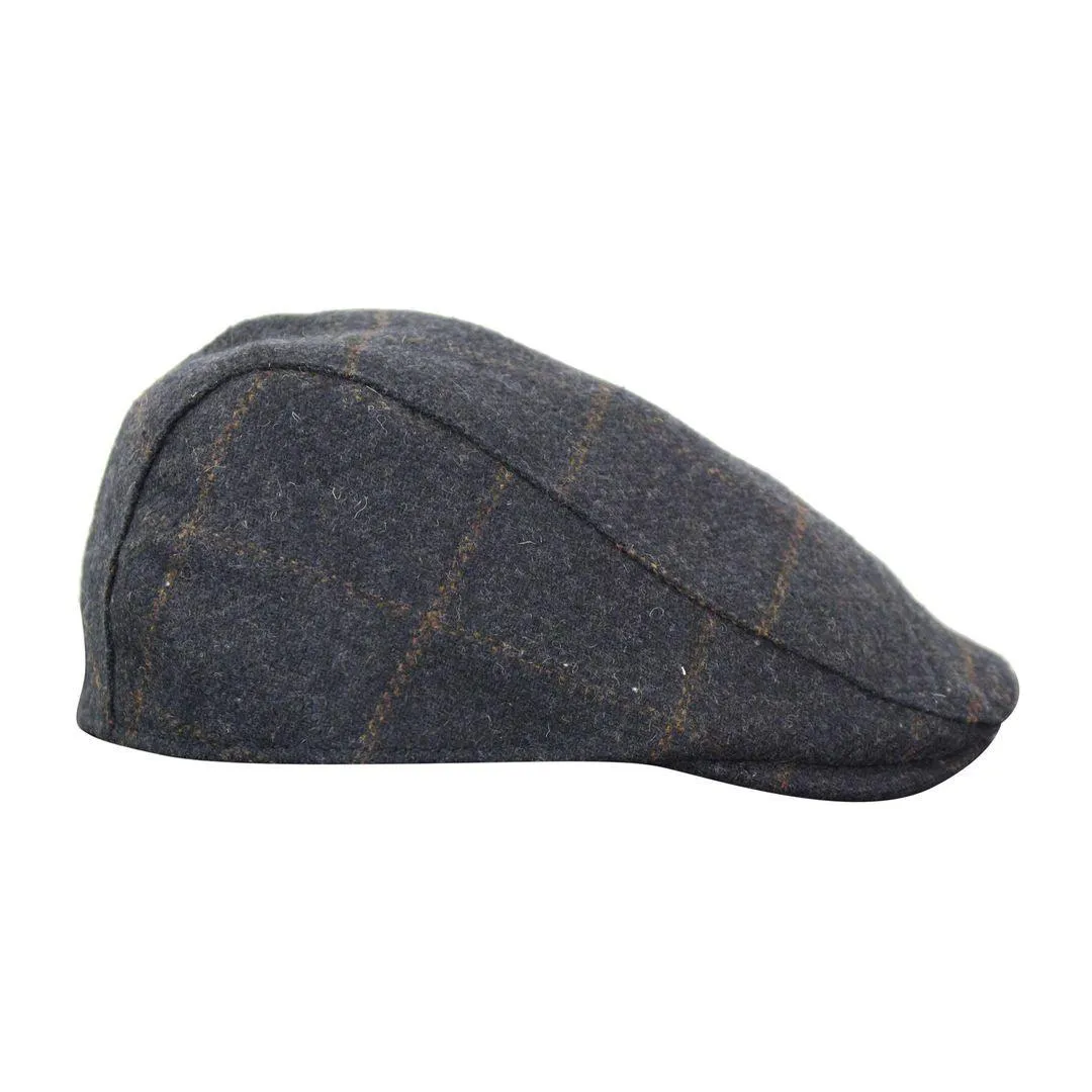 Mens Herringbone Tweed Wool Check Grandad Flat Caps Hats Vintage Green Grey Blue Brown