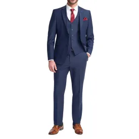 Men's Suit Navy Blue 3 Piece Tailored Fit Formal Wedding Dress