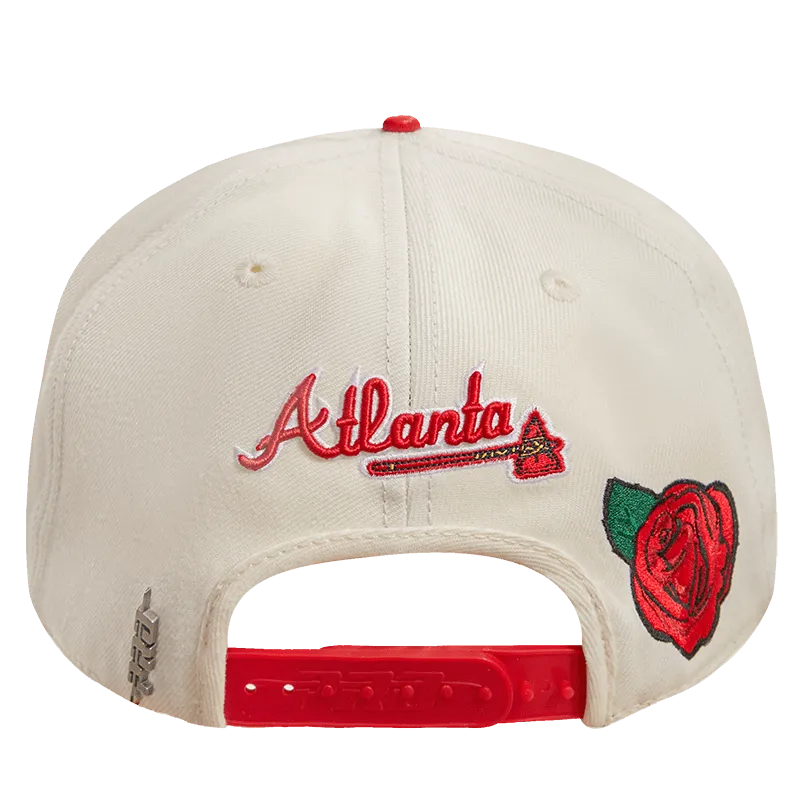 MLB ATLANTA BRAVES ROSES WOOL UNISEX SNAPBACK HAT (EGGSHELL)