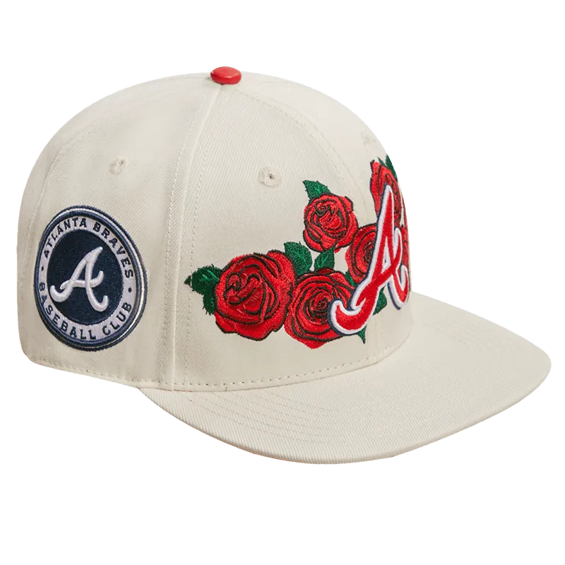 MLB ATLANTA BRAVES ROSES WOOL UNISEX SNAPBACK HAT (EGGSHELL)