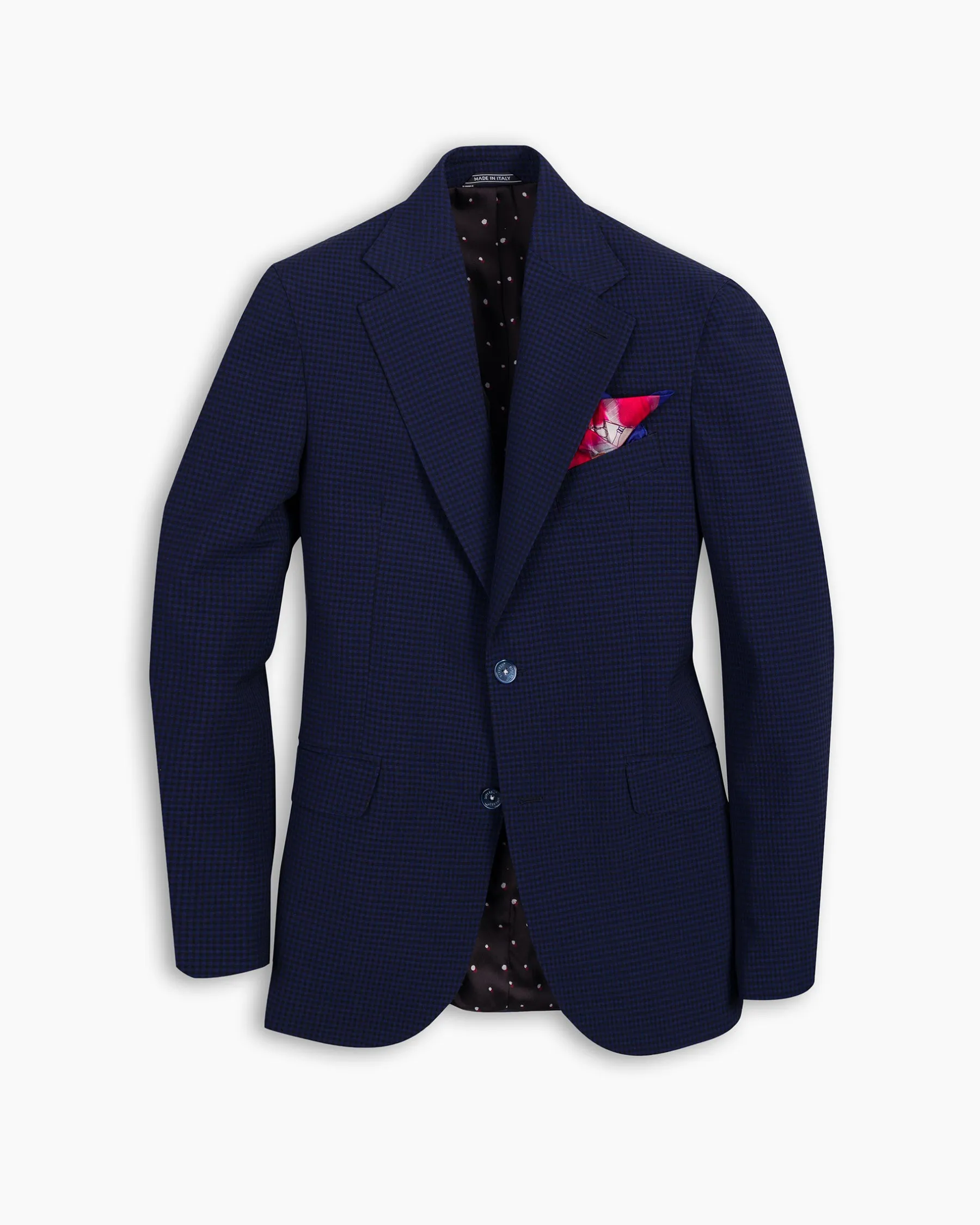 Navy Hatch Seersucker Wool Blazer