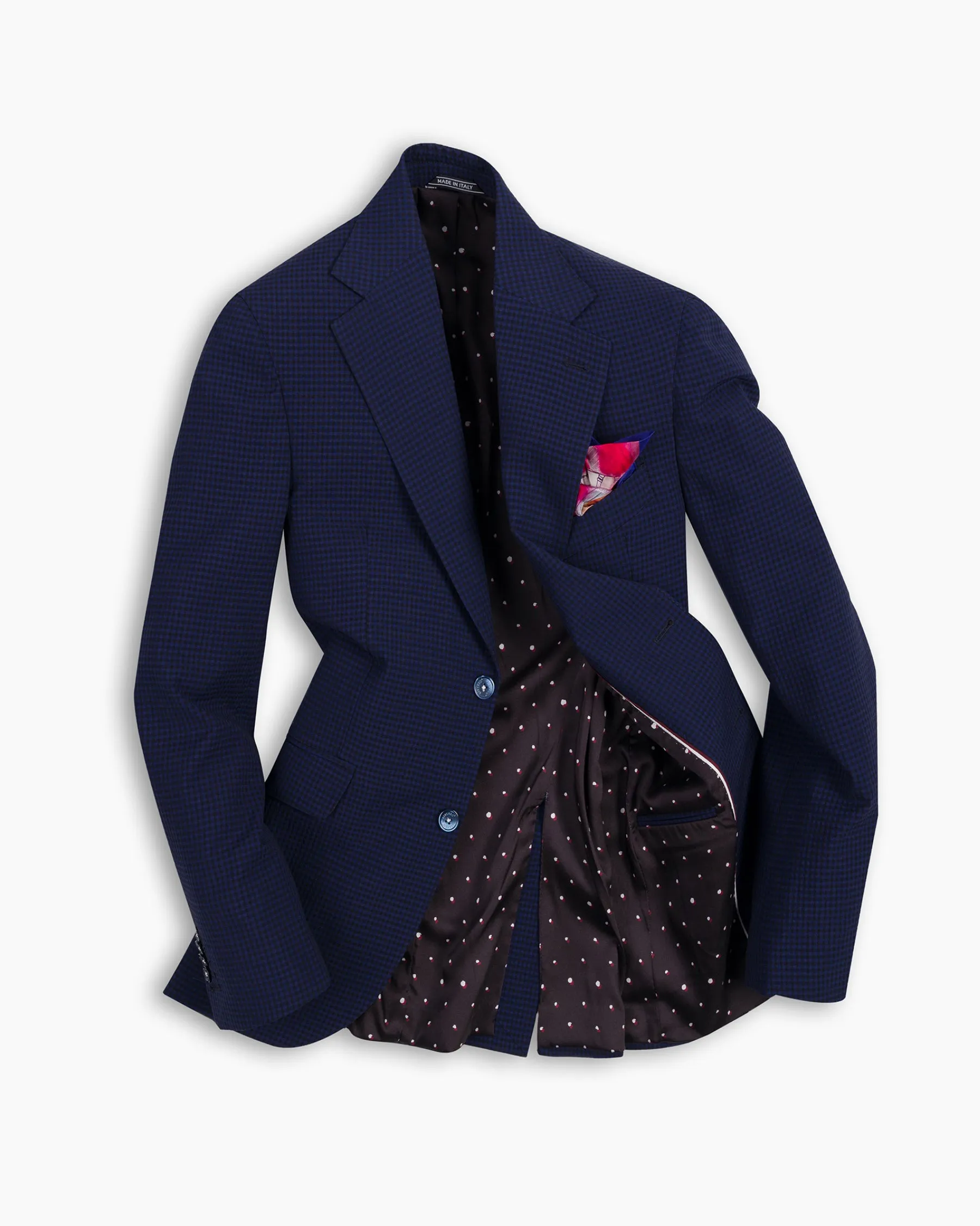 Navy Hatch Seersucker Wool Blazer