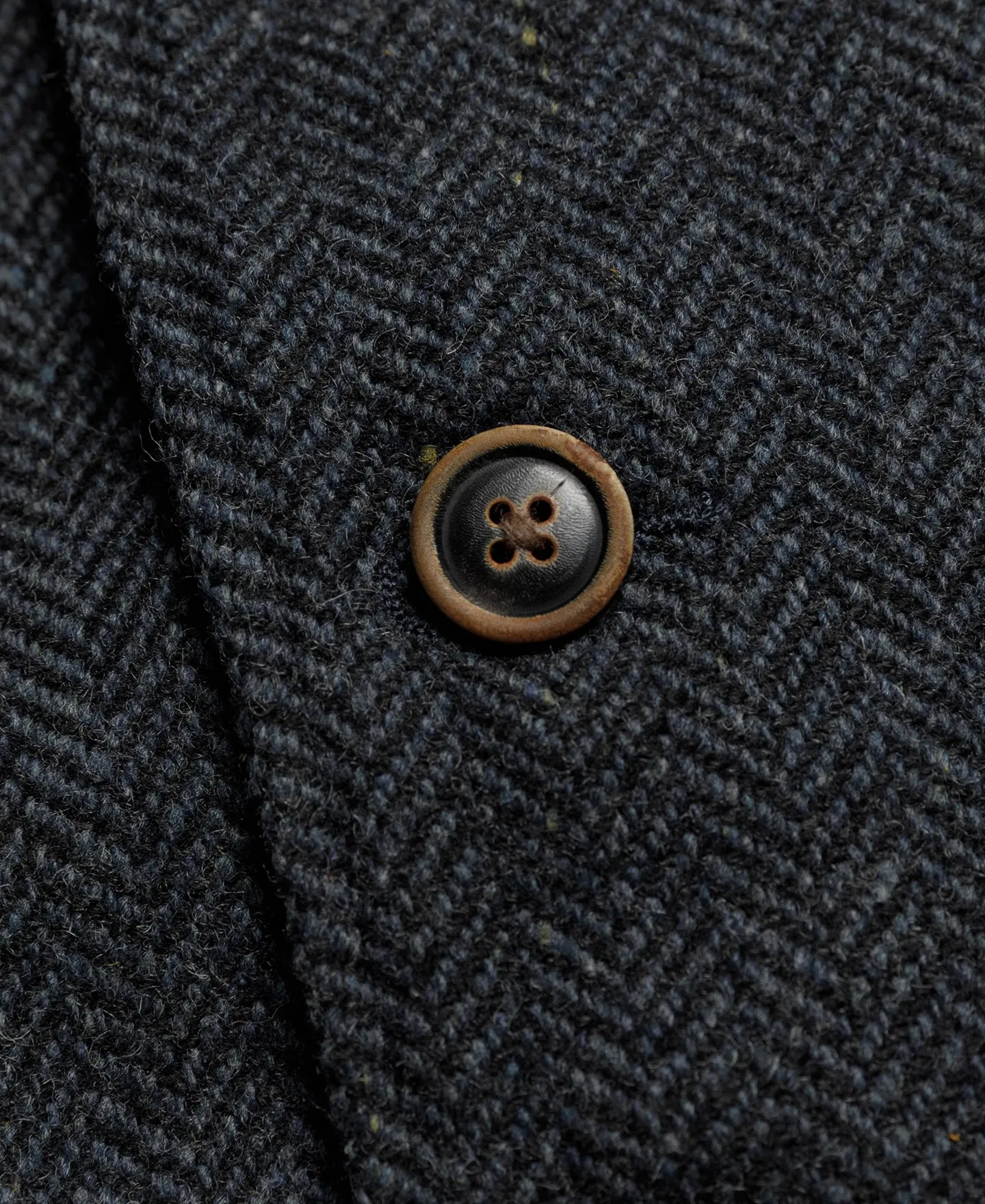 Navy Herringbone Tweed Lapel Vest