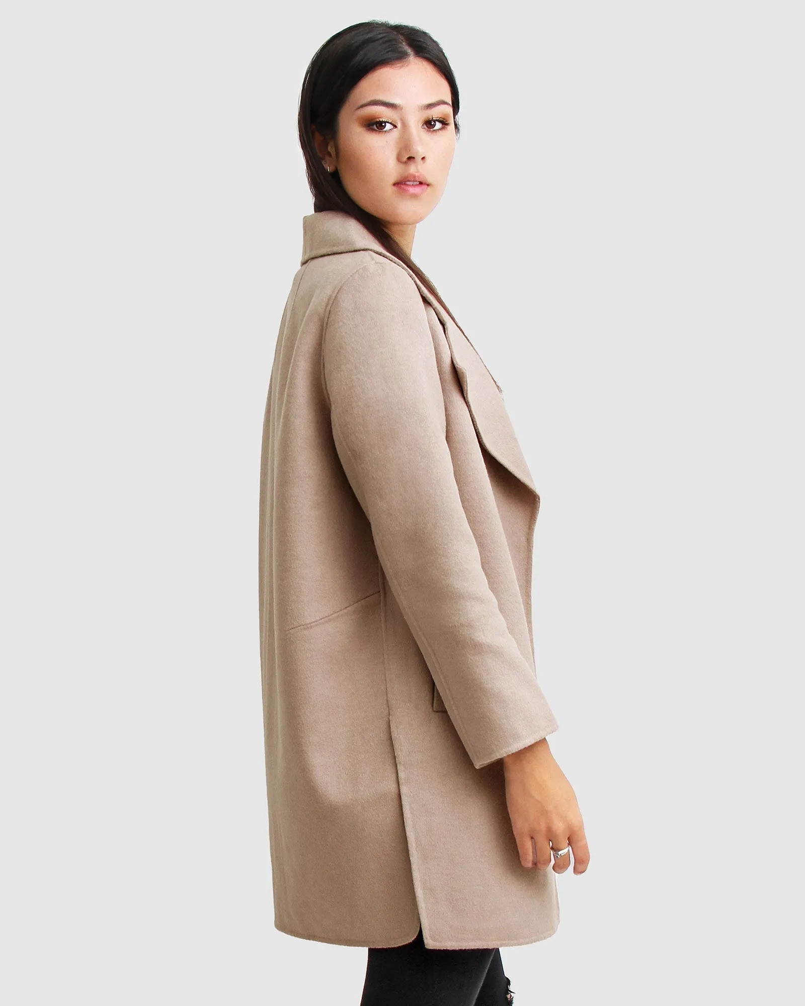 NEW FIT Ex-Boyfriend Wool Blend Oversized Jacket - Sand