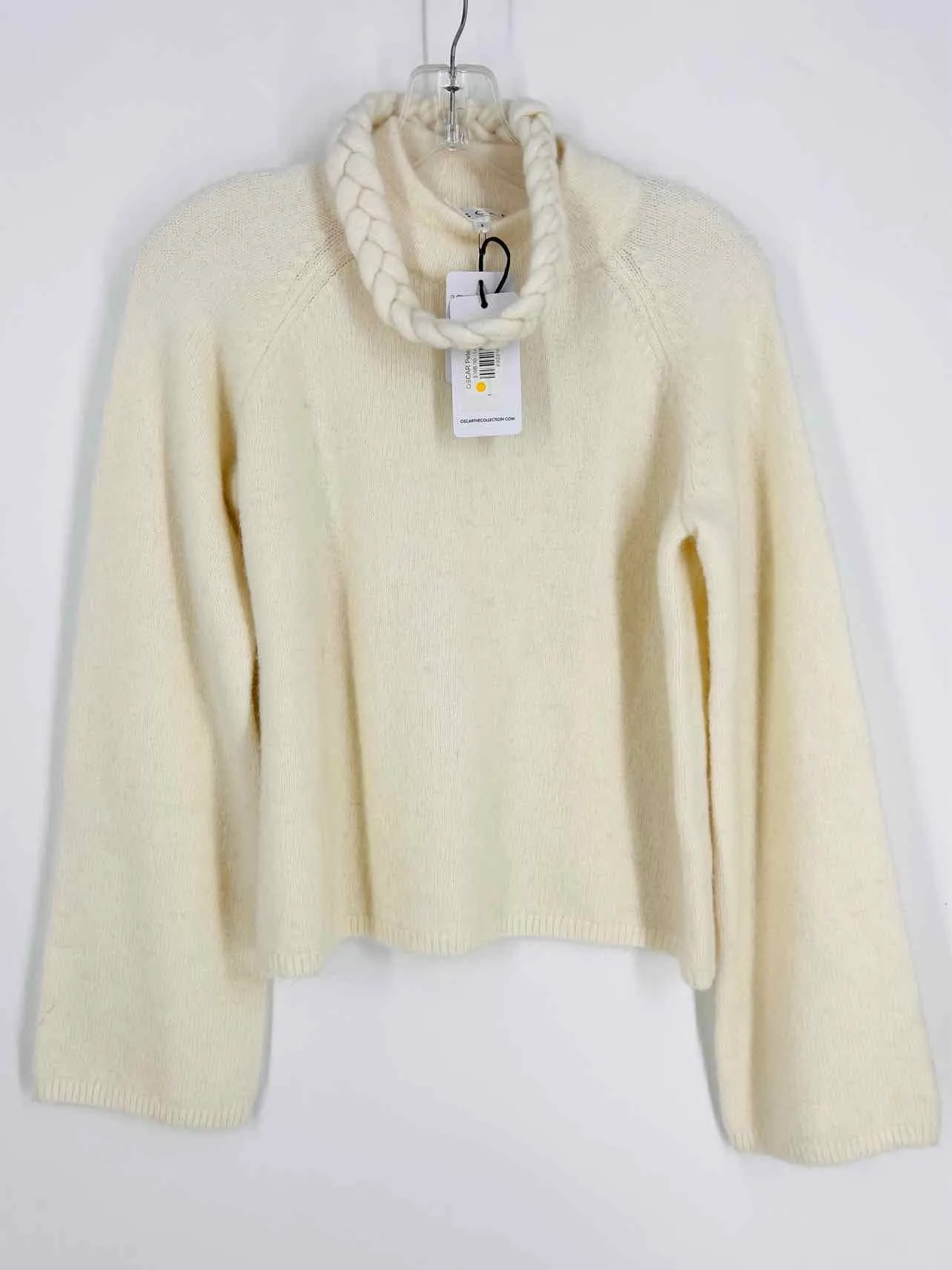 Oscar Size S Ivory Solid Wool Blend NEW Designer Sweater