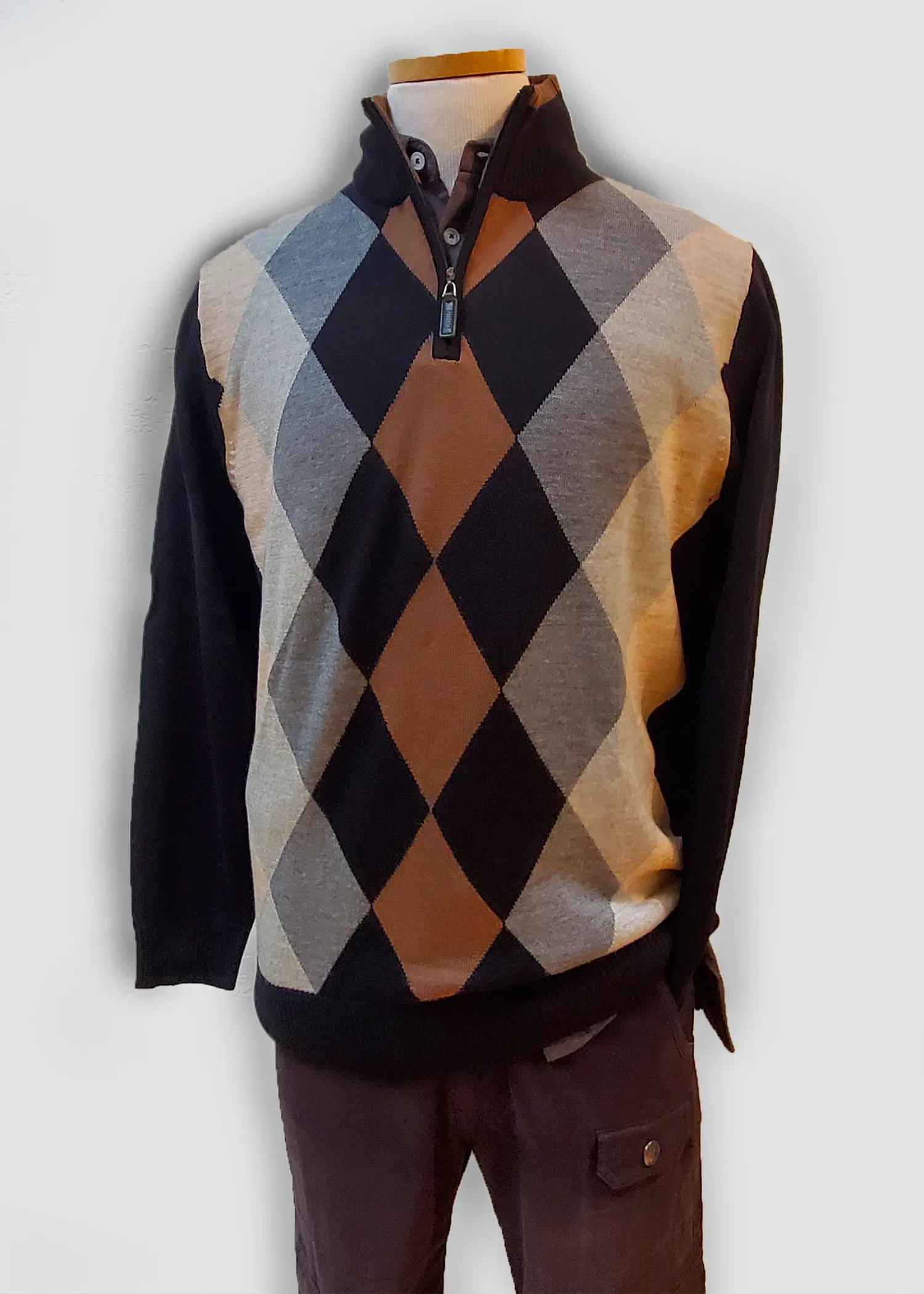 PETER | Marino Wool Argyle Knit Sweater