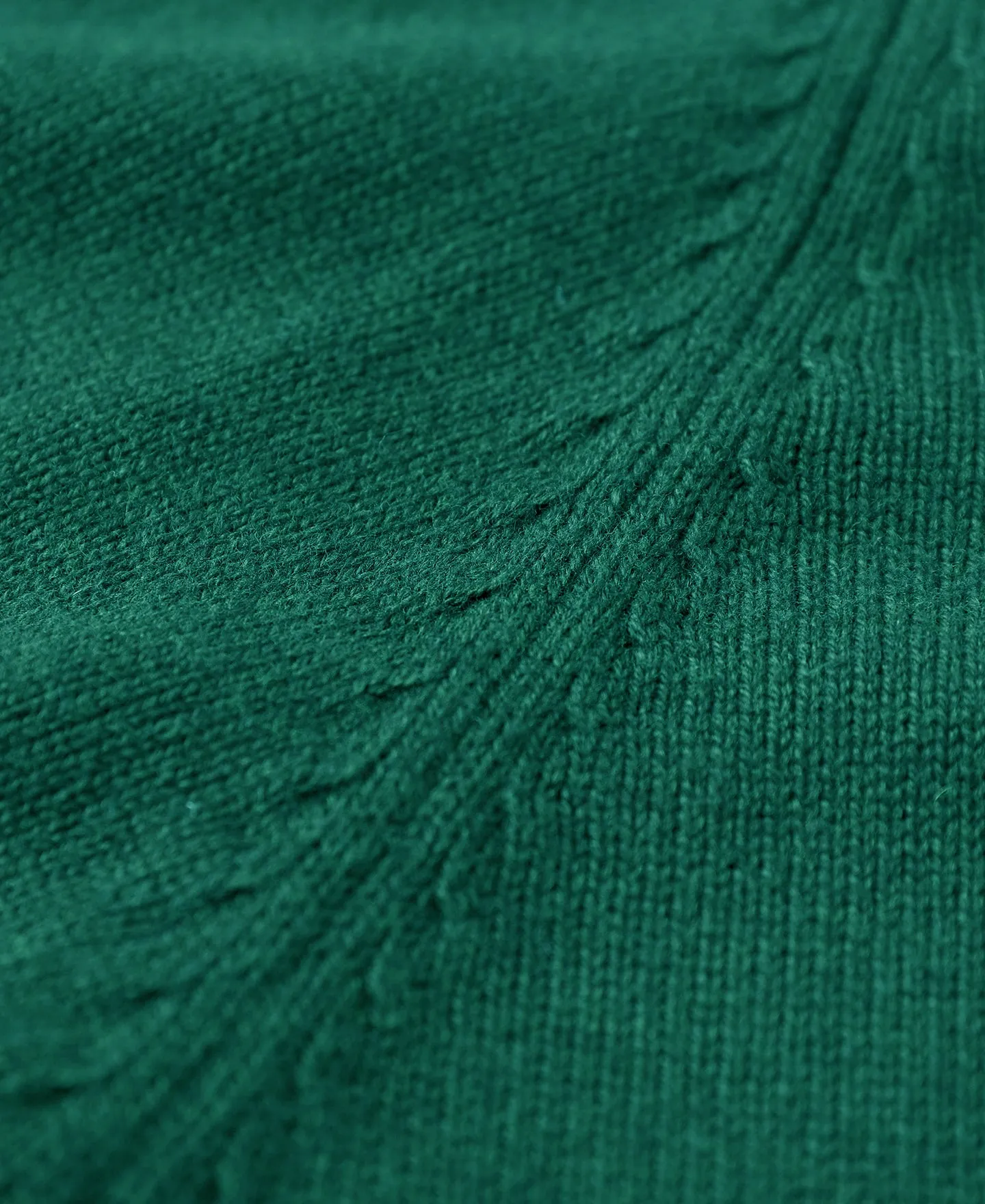 Pullover Crew Neck Cotton&Wool Knit Sweater - Emerald Green