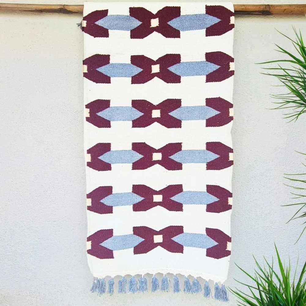 Purple and White Pattern Cotton Rug