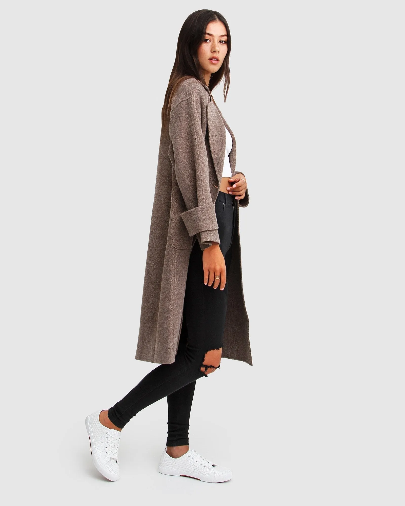 Rumour Has It Oversized Wool Blend Coat - Walnut