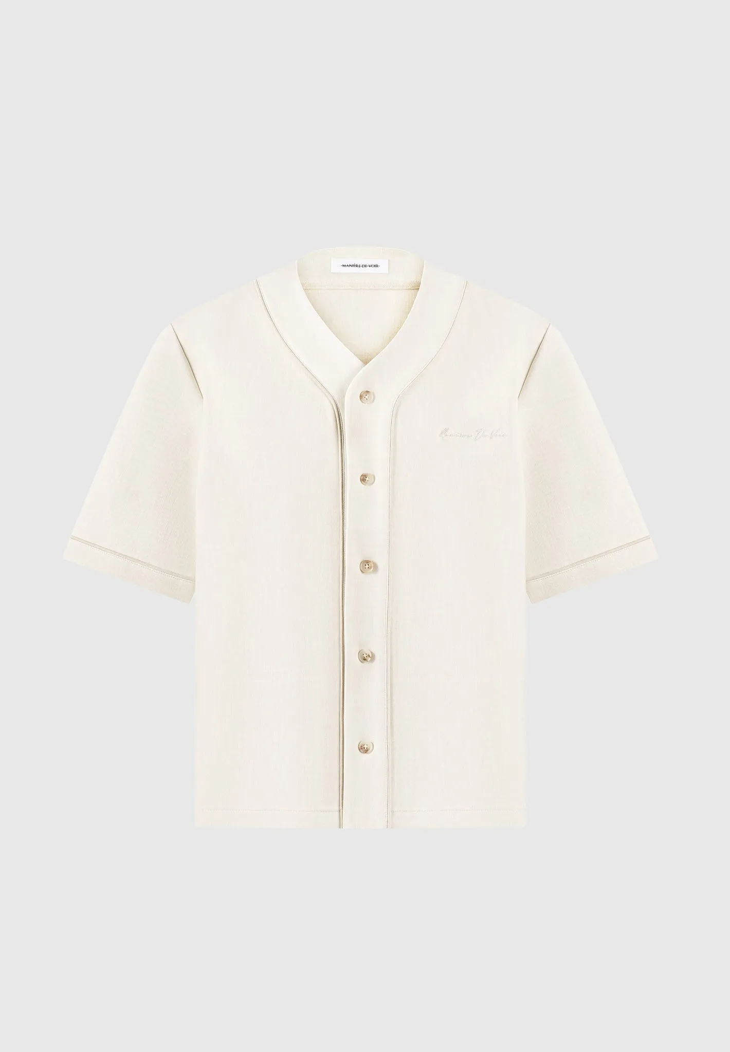 Signature Boxy Baseball Shirt - Beige