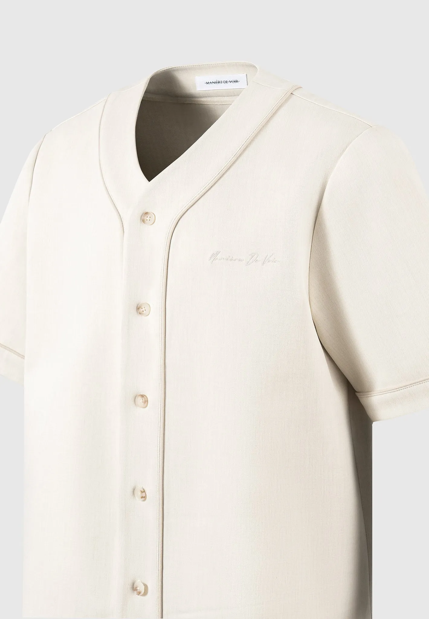 Signature Boxy Baseball Shirt - Beige