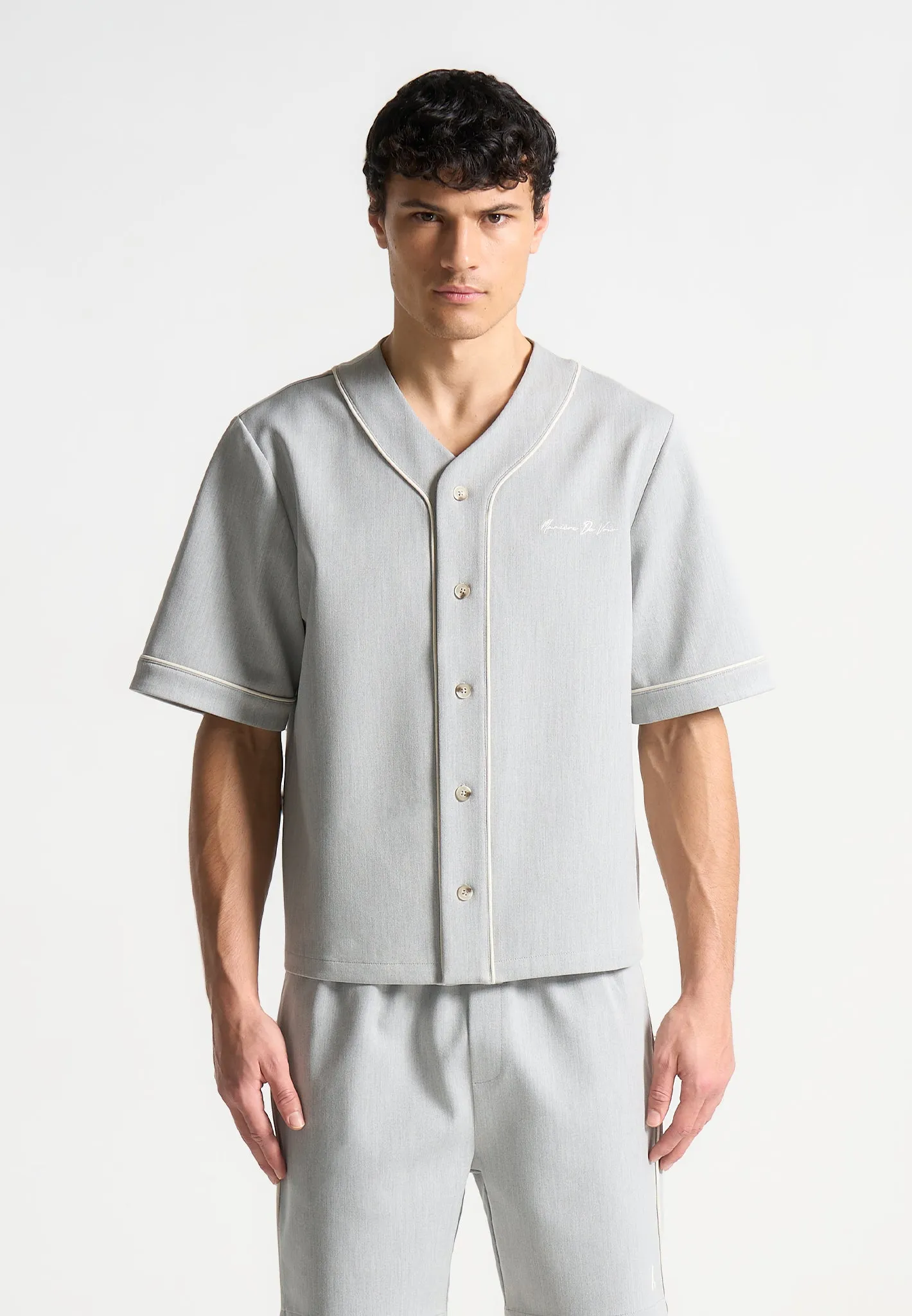 Signature Boxy Baseball Shirt - Grey