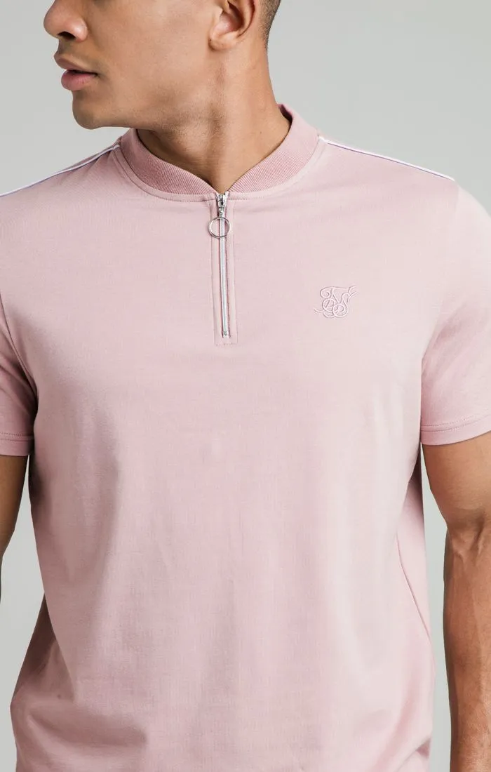 SIKSILK SMART ESSENTIALS BASEBALL COLLAR TEE - DUSTY PINK