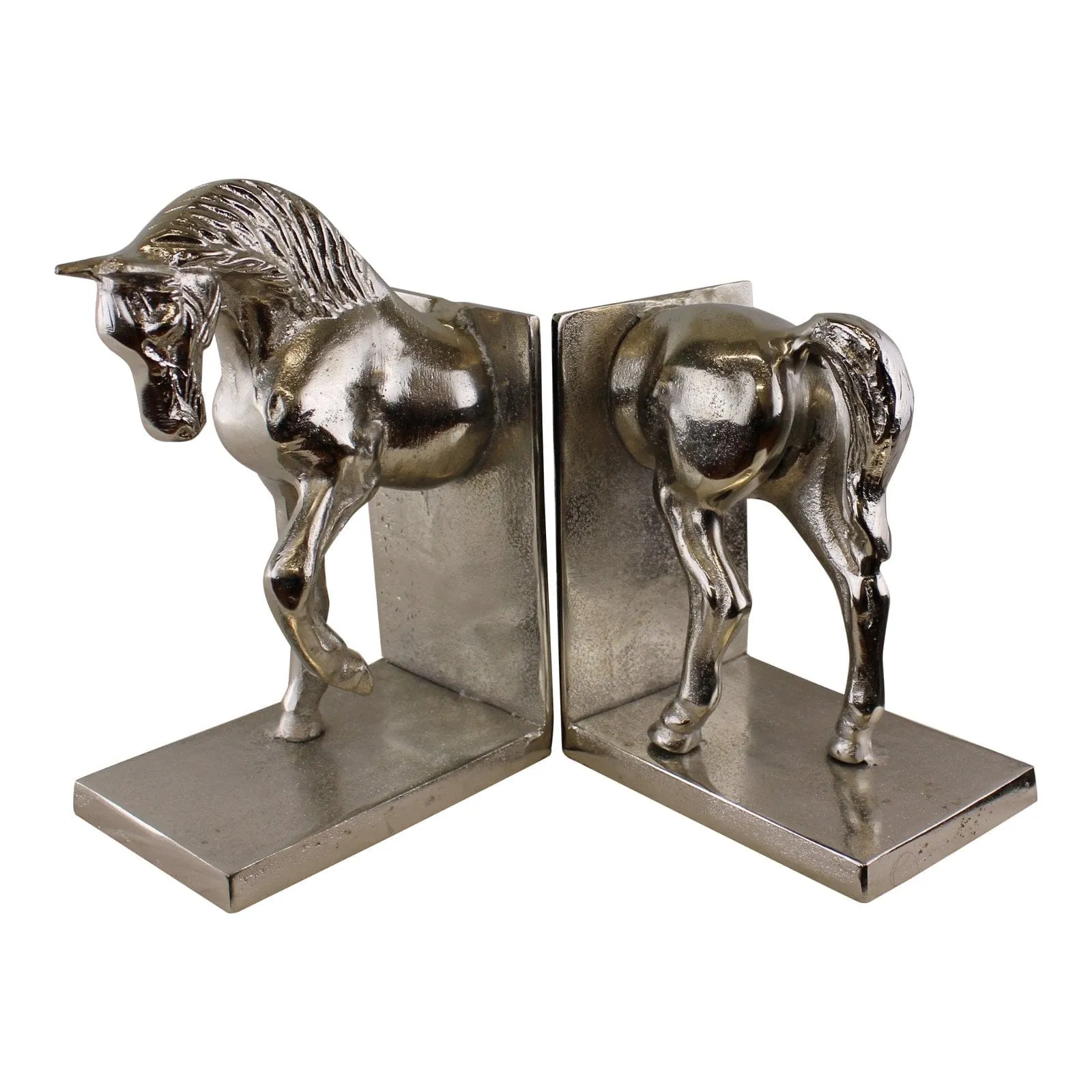 Silver Aluminium Horse Bookends