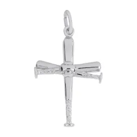 Silver Baseball Bat Cross