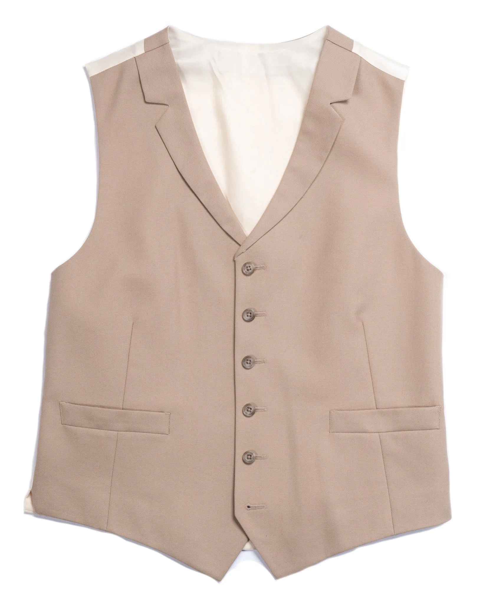 Single Breasted Wool Vest - Buff