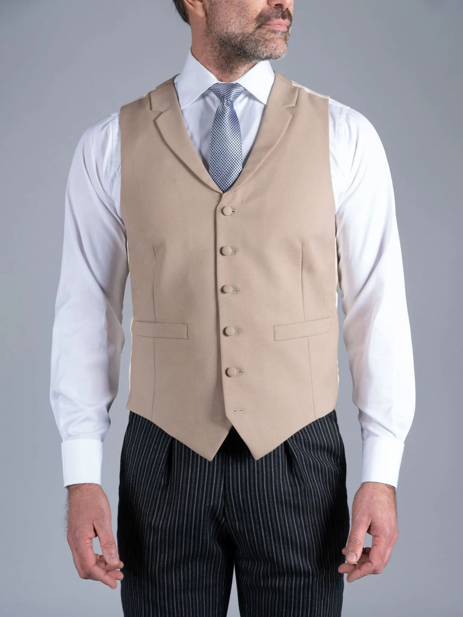 Single Breasted Wool Vest - Buff