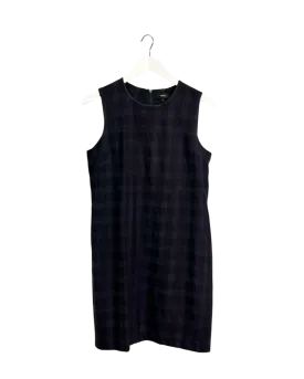 Size 10 - Theory Black Wool Plaid Power Midi Dress