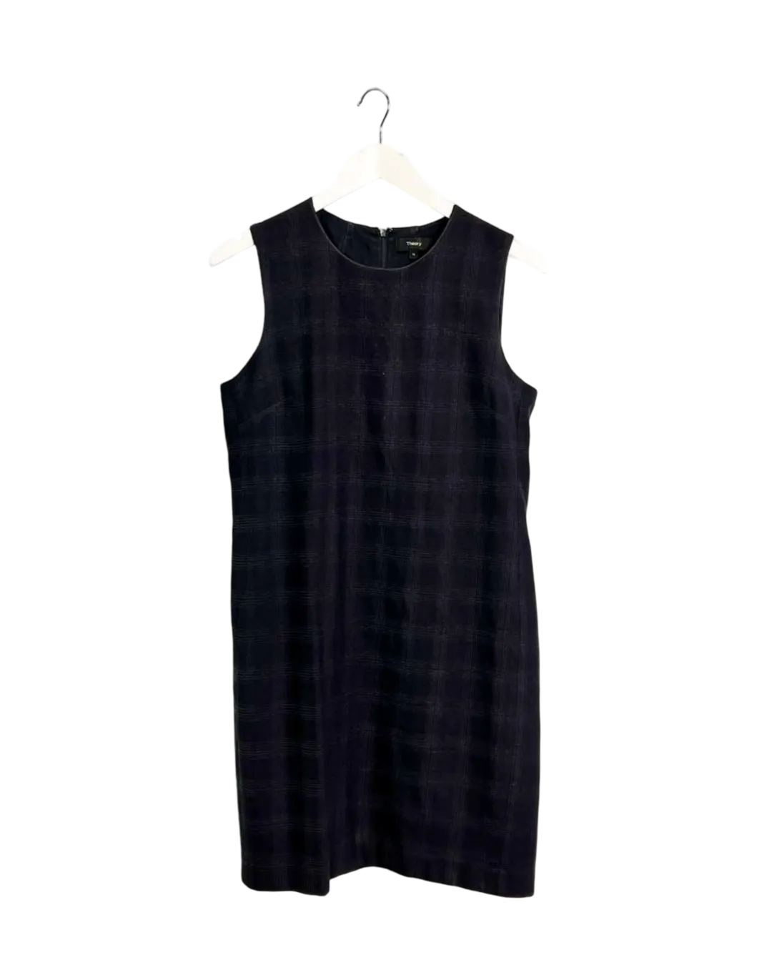 Size 10 - Theory Black Wool Plaid Power Midi Dress