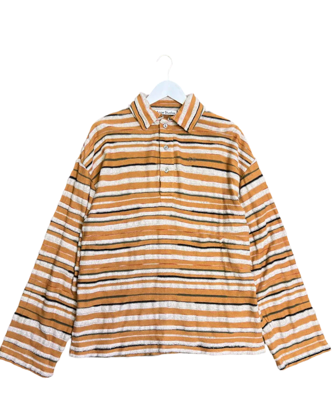 Size S - Acne Studios Oversized Stripe Jacquard Knit Polo Shirt