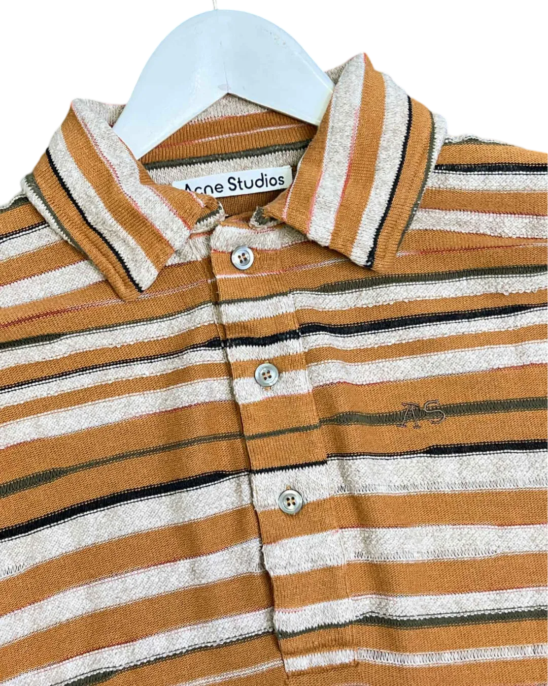 Size S - Acne Studios Oversized Stripe Jacquard Knit Polo Shirt