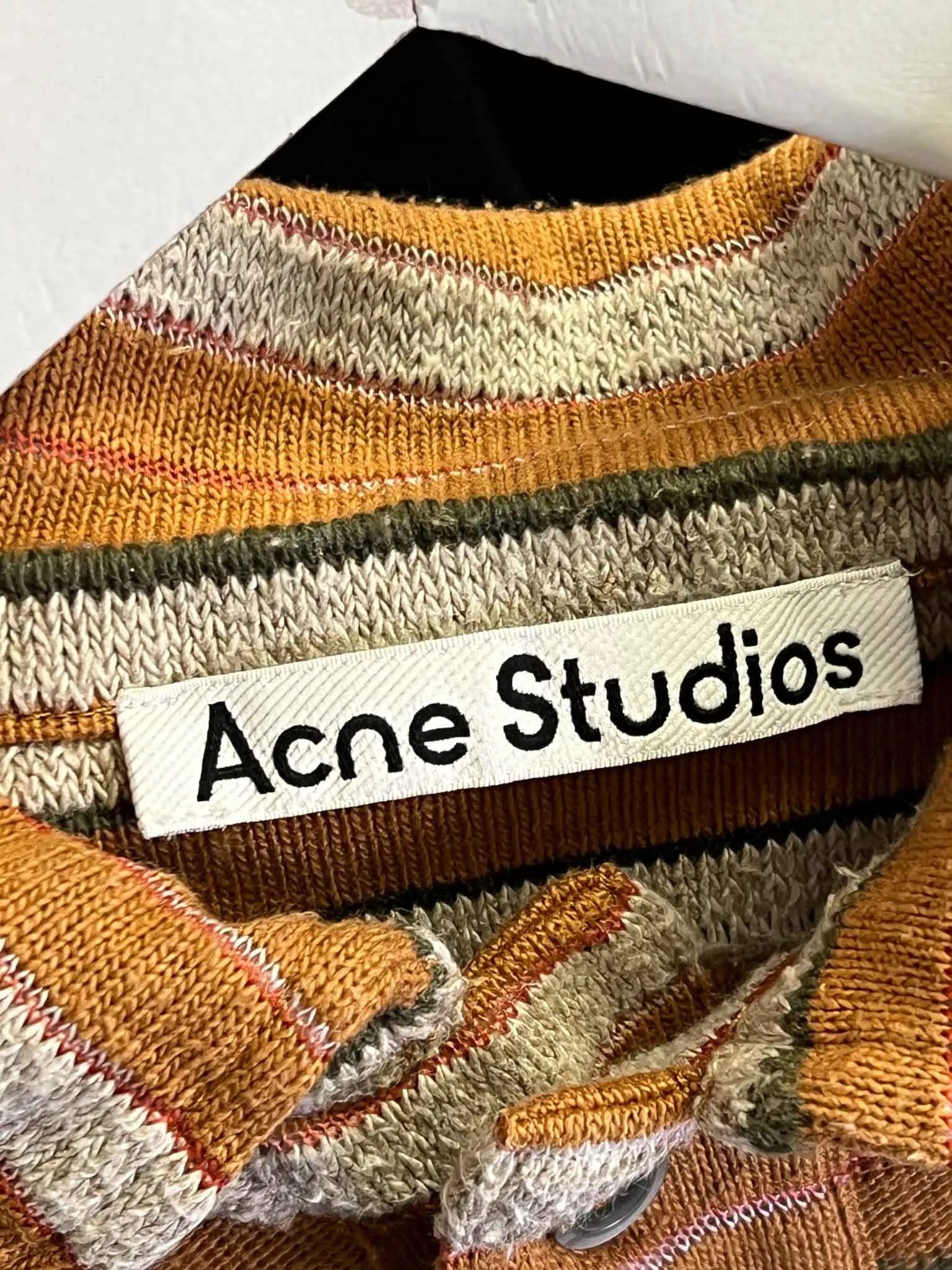 Size S - Acne Studios Oversized Stripe Jacquard Knit Polo Shirt