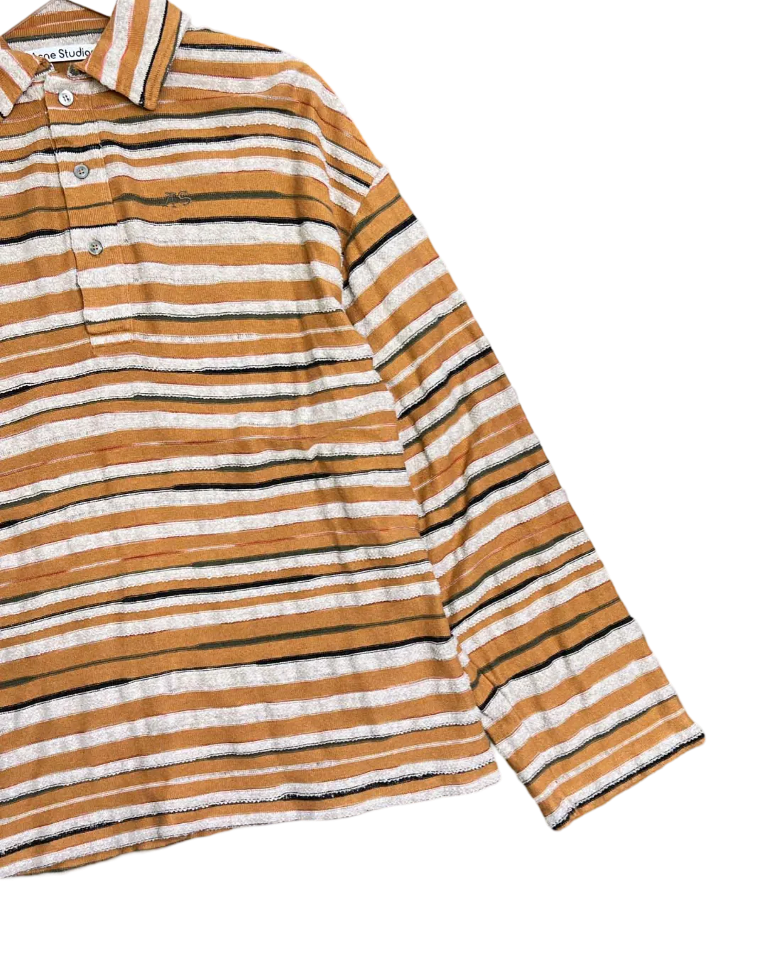 Size S - Acne Studios Oversized Stripe Jacquard Knit Polo Shirt