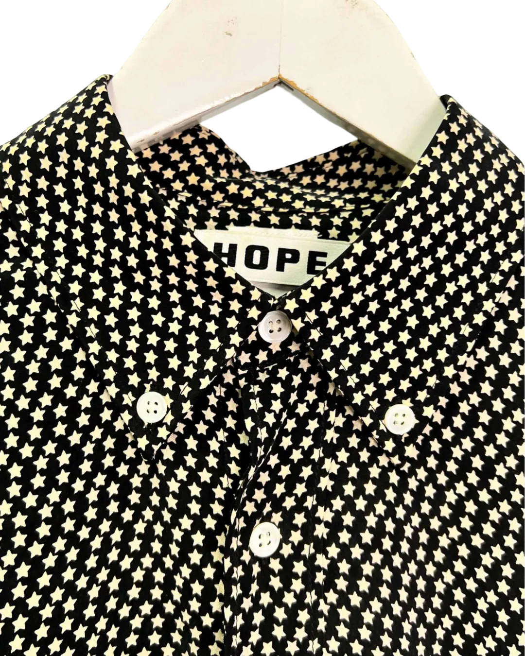 Size S - Hope Black and White Stars Super Cupro Printed Shirt