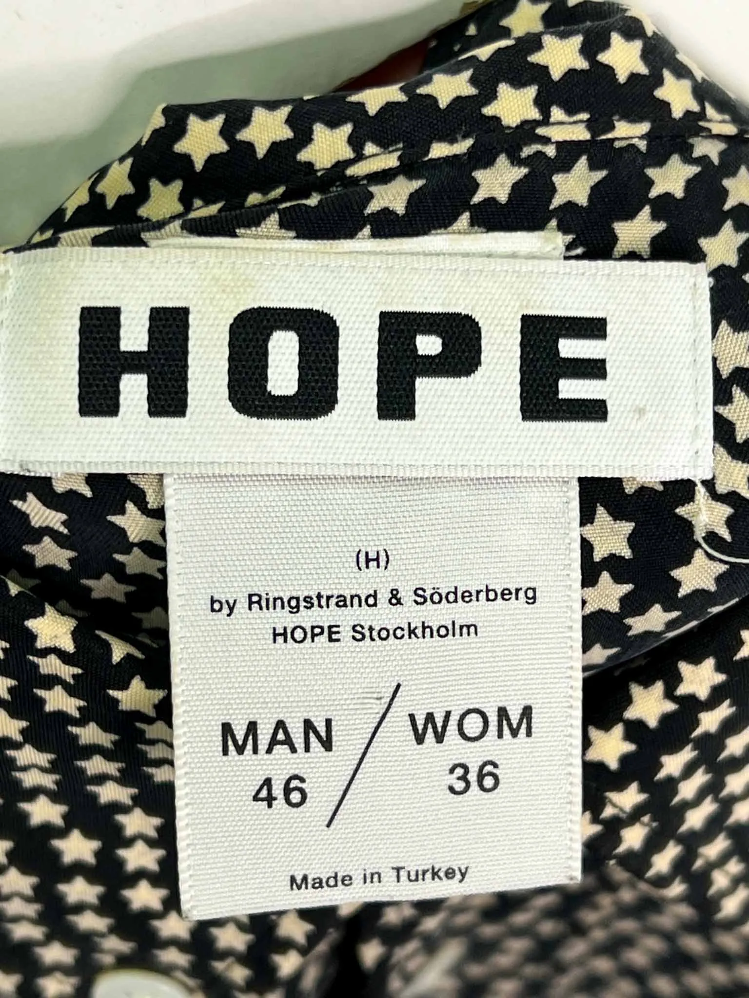 Size S - Hope Black and White Stars Super Cupro Printed Shirt