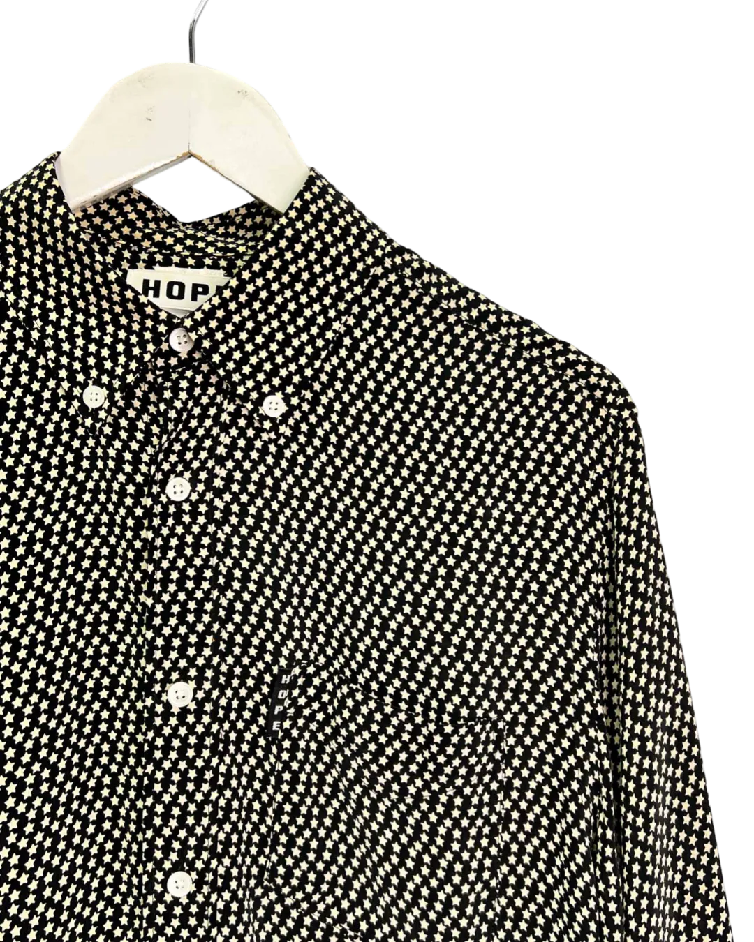 Size S - Hope Black and White Stars Super Cupro Printed Shirt