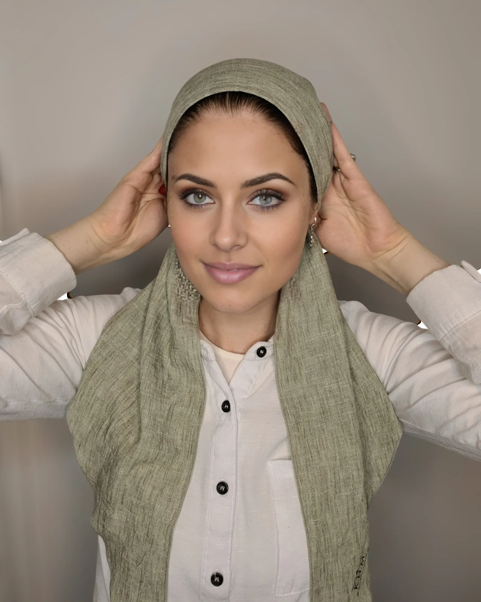 Solid Linen Adjustable Pretied Scarf