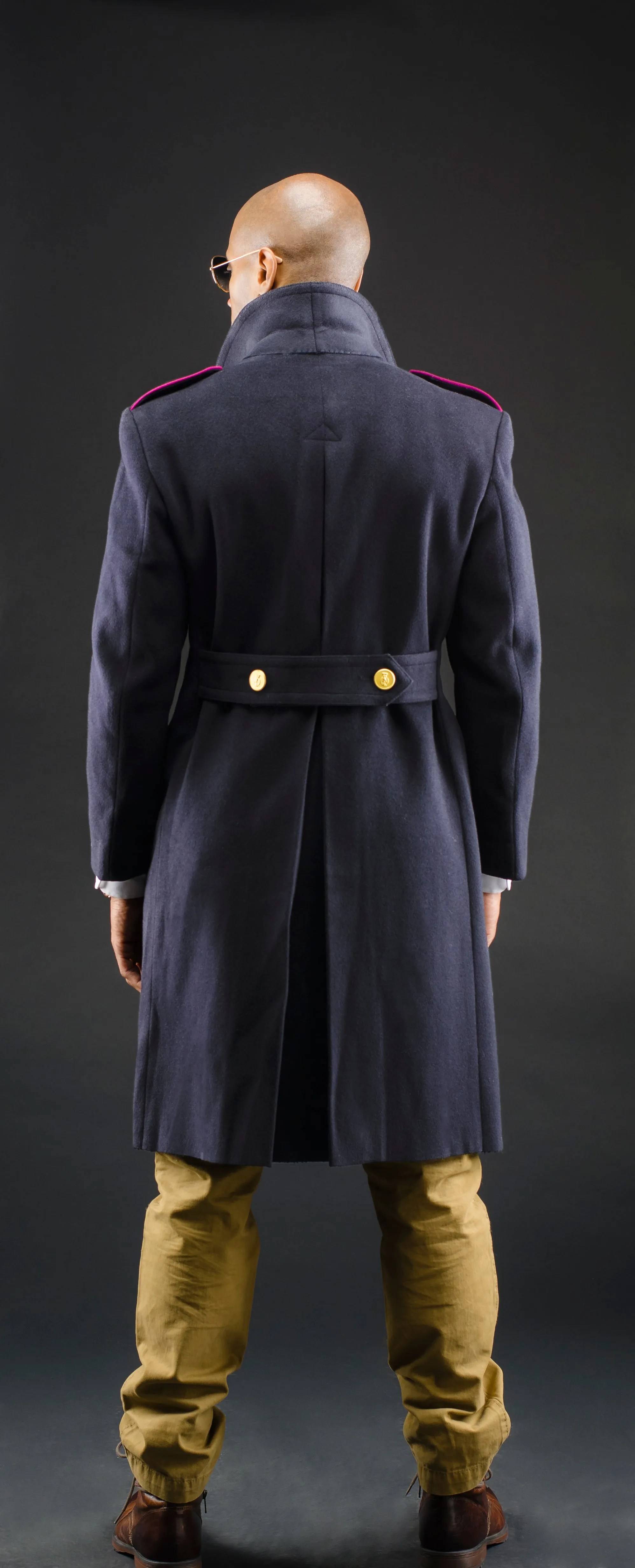 Star Collar Black Police Overcoat