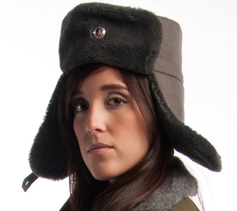 Uni-Sex Army Bomber Style Gray Ushanka Winter Hat