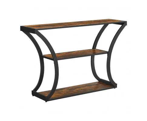 VASAGLE Console Table with Curved Frames with 2 Open Shelves Rustic Brown and Black