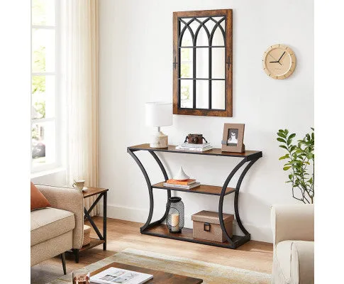 VASAGLE Console Table with Curved Frames with 2 Open Shelves Rustic Brown and Black