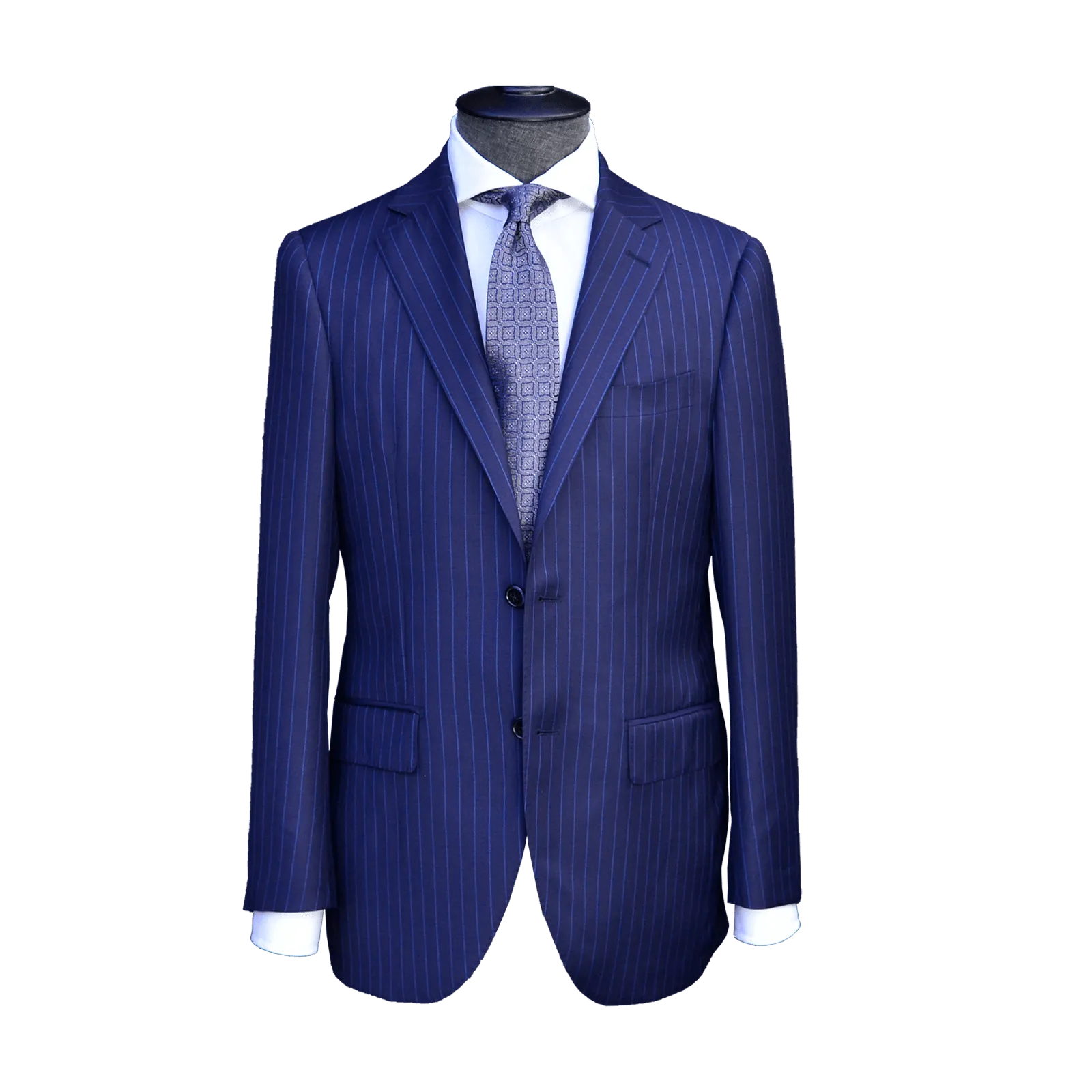 VINCENT BLUE ROPE STRIPE SUIT IN ZQ MERINO WOOL