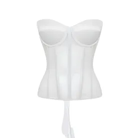 Vivienne Satin Cups White Mesh Corset