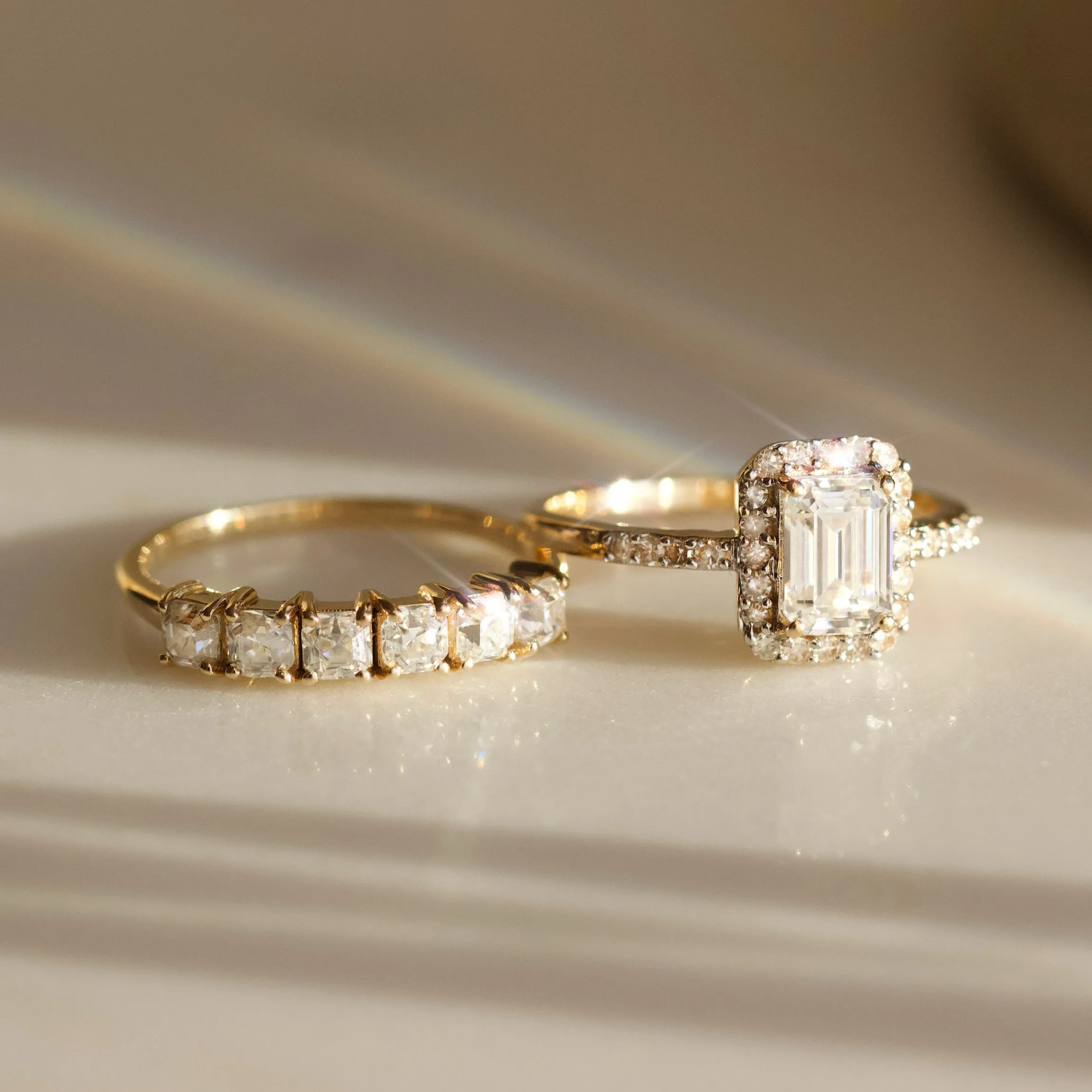 Willow Moissanite and Diamond Pave Halo Ring