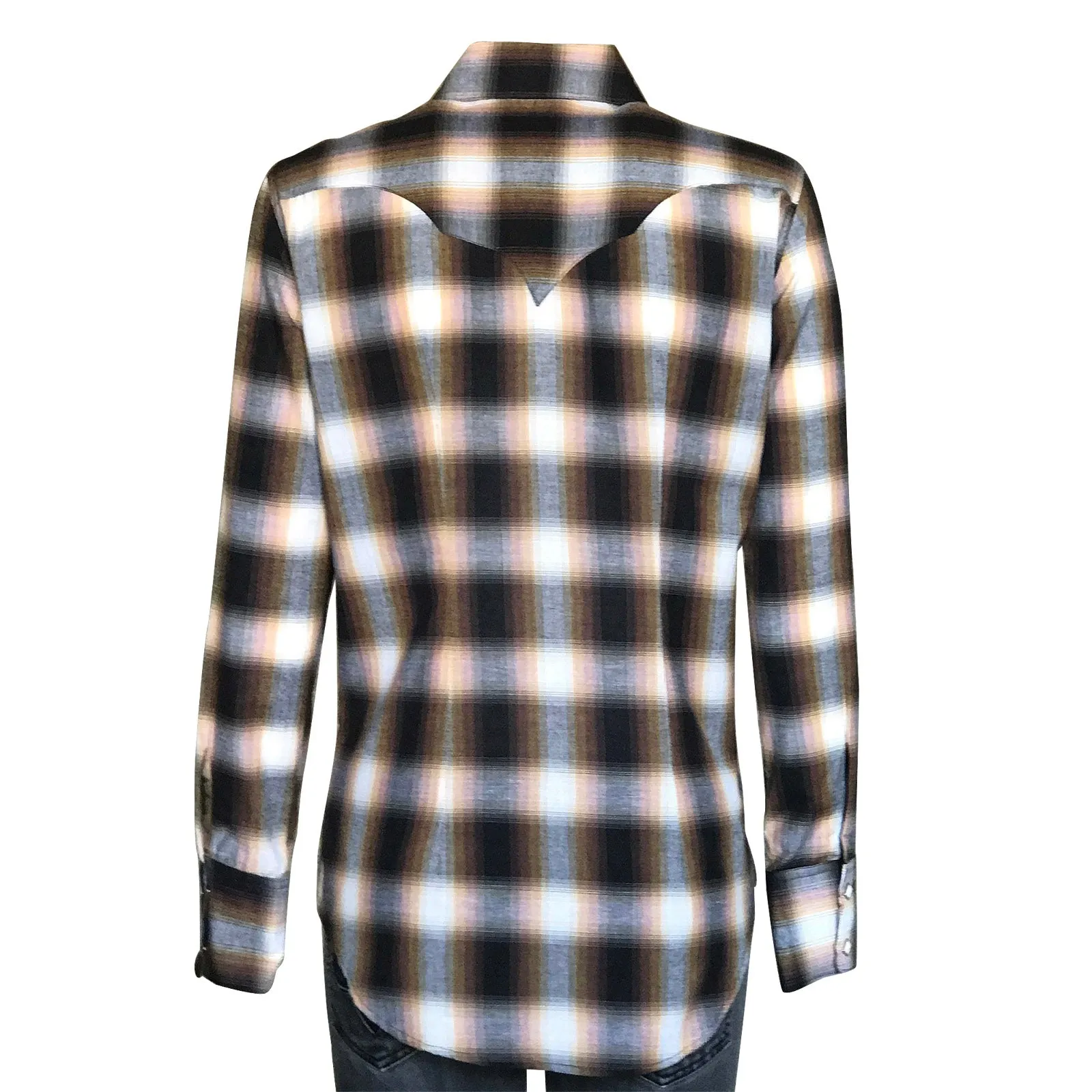 Women's Brown & Rust Shadow Plaid Sawtooth Western Shirt