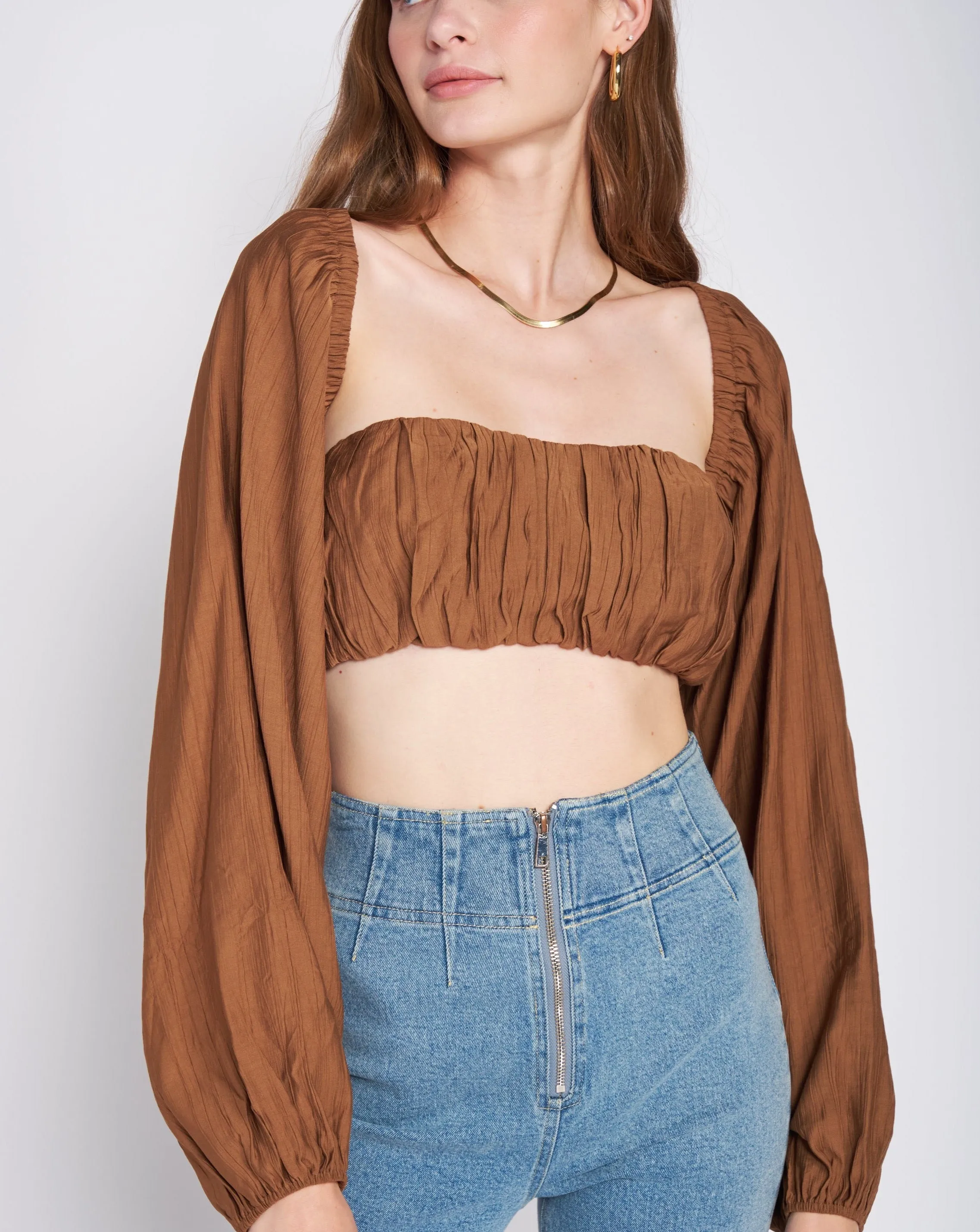 Woven Crop Top & Shrug Set